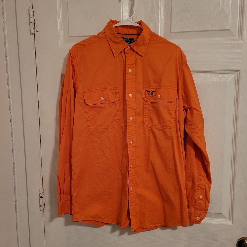 American living‎ orange button up long sleeve shirt